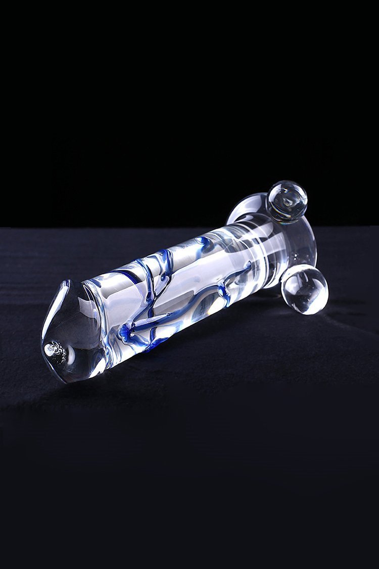 Glass Dildo 7" Xanh Anal Trong Suốt Sướng Ngập