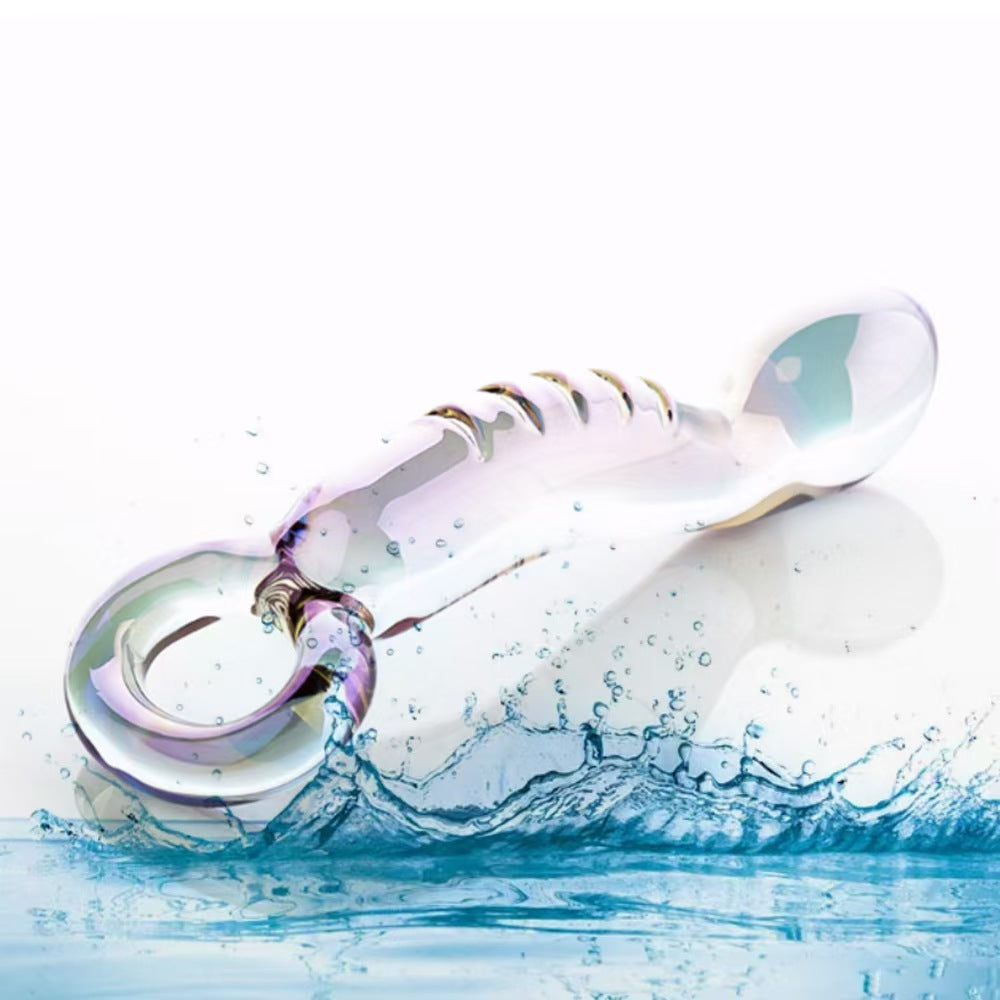 Double Glass Dildo Curved Tím 17.5cm Cao Cấp Gợi Cảm
