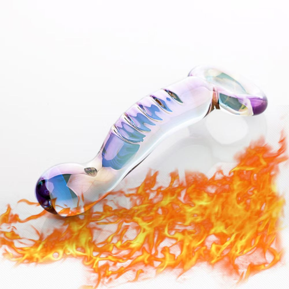 Double Glass Dildo Curved Tím 17.5cm Cao Cấp Gợi Cảm