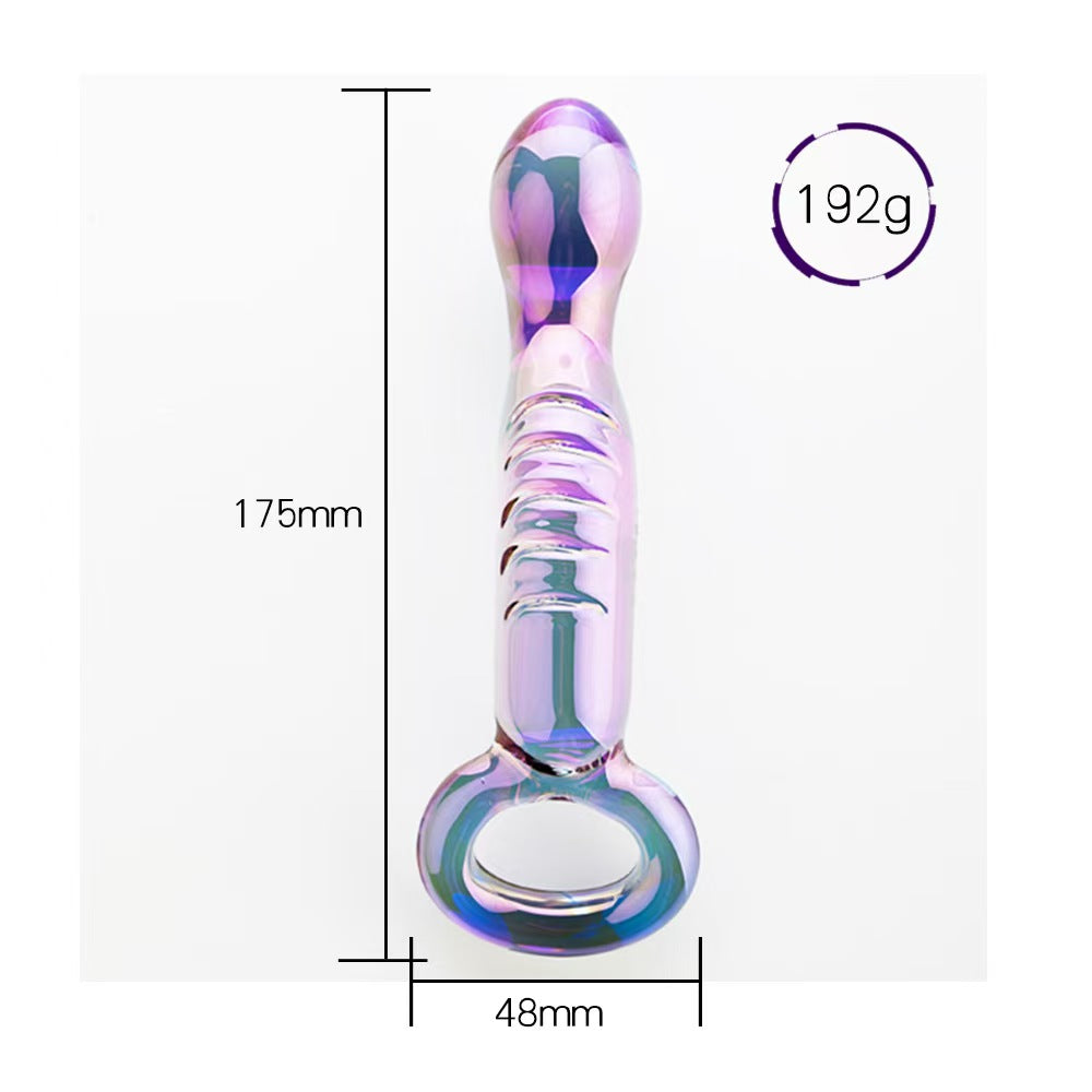 Double Glass Dildo Curved Tím 17.5cm Cao Cấp Gợi Cảm