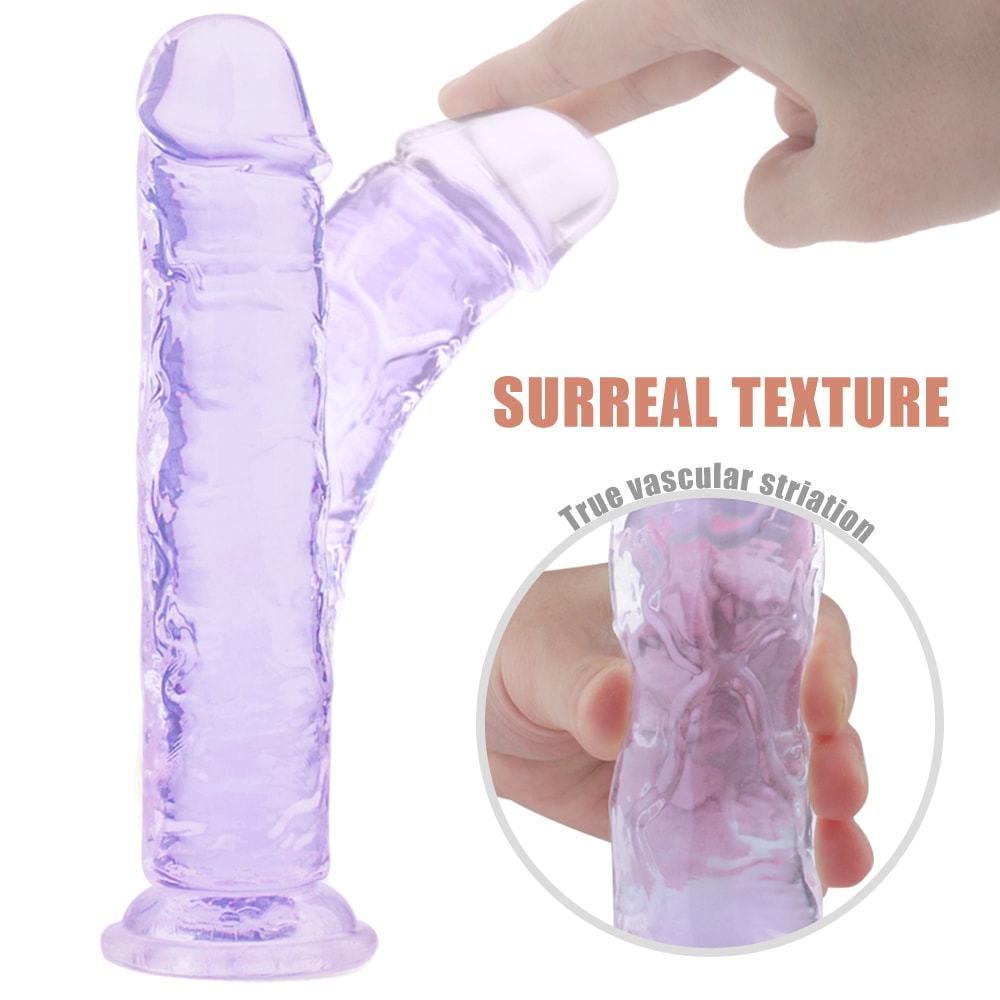 Dildo Tím Mỏng Dài Linh Hoạt Hút Mạnh Nghiện Ngập