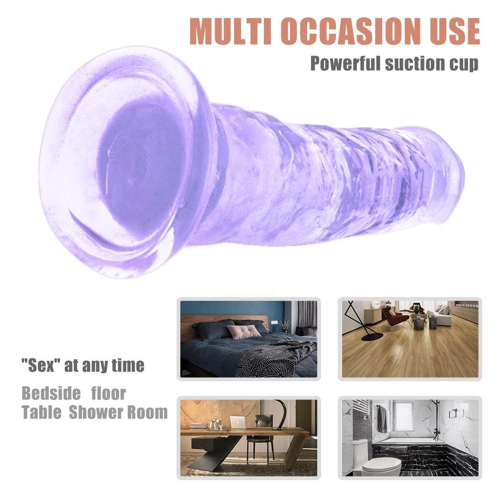 Dildo Tím Mỏng Dài Linh Hoạt Hút Mạnh Nghiện Ngập