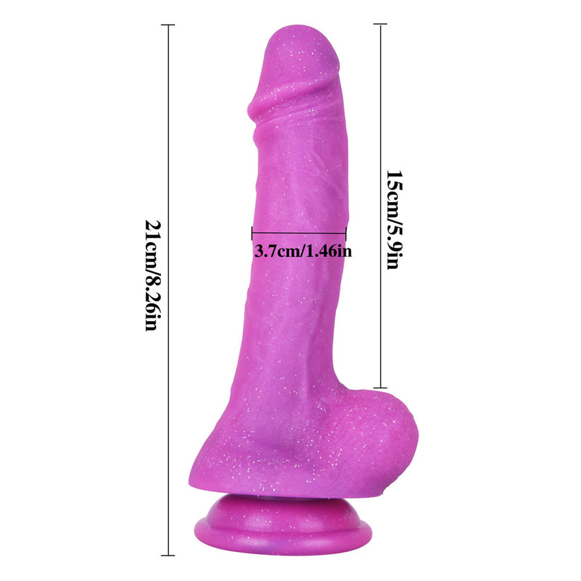 Dildo Silicon Tím Lấp Lánh 21cm Lý Tưởng Khoái Lạc
