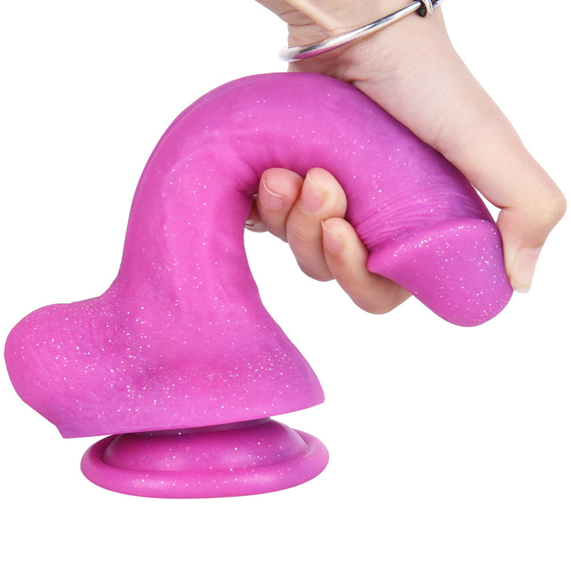 Dildo Silicon Tím Lấp Lánh 21cm Lý Tưởng Khoái Lạc