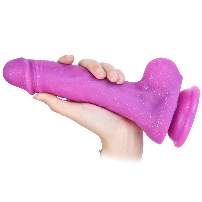 Dildo Silicon Tím Lấp Lánh 21cm Lý Tưởng Khoái Lạc