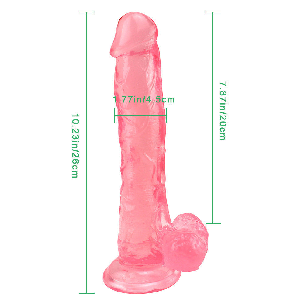 Dildo Jelly Hồng 25cm Dày Đầy Đặn Thâm Nhập Sâu