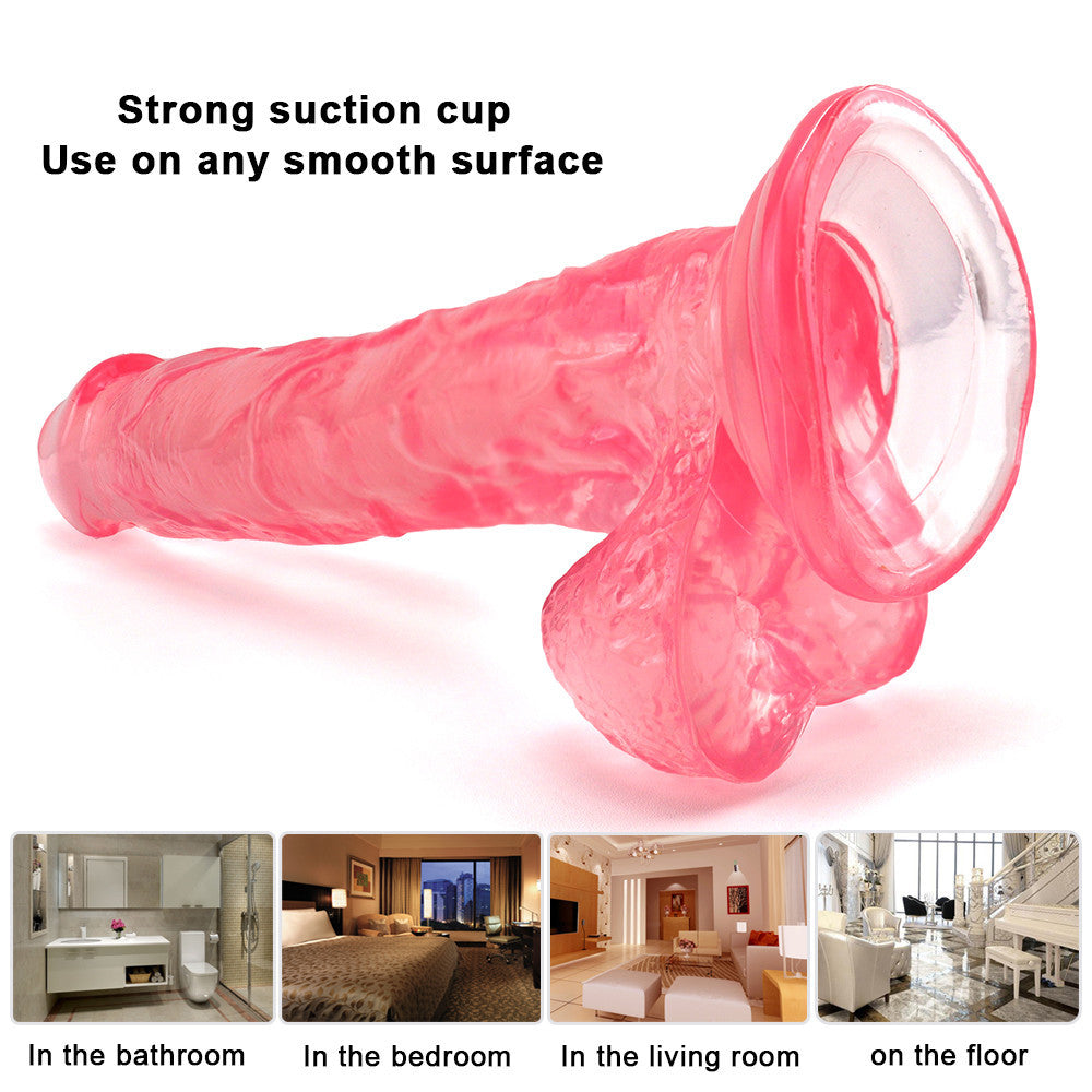 Dildo Jelly Hồng 25cm Dày Đầy Đặn Thâm Nhập Sâu