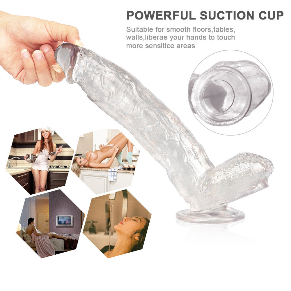 Crystal Jelly Dildo 30cm Trong Suốt Lớn Dài Đầy Đủ