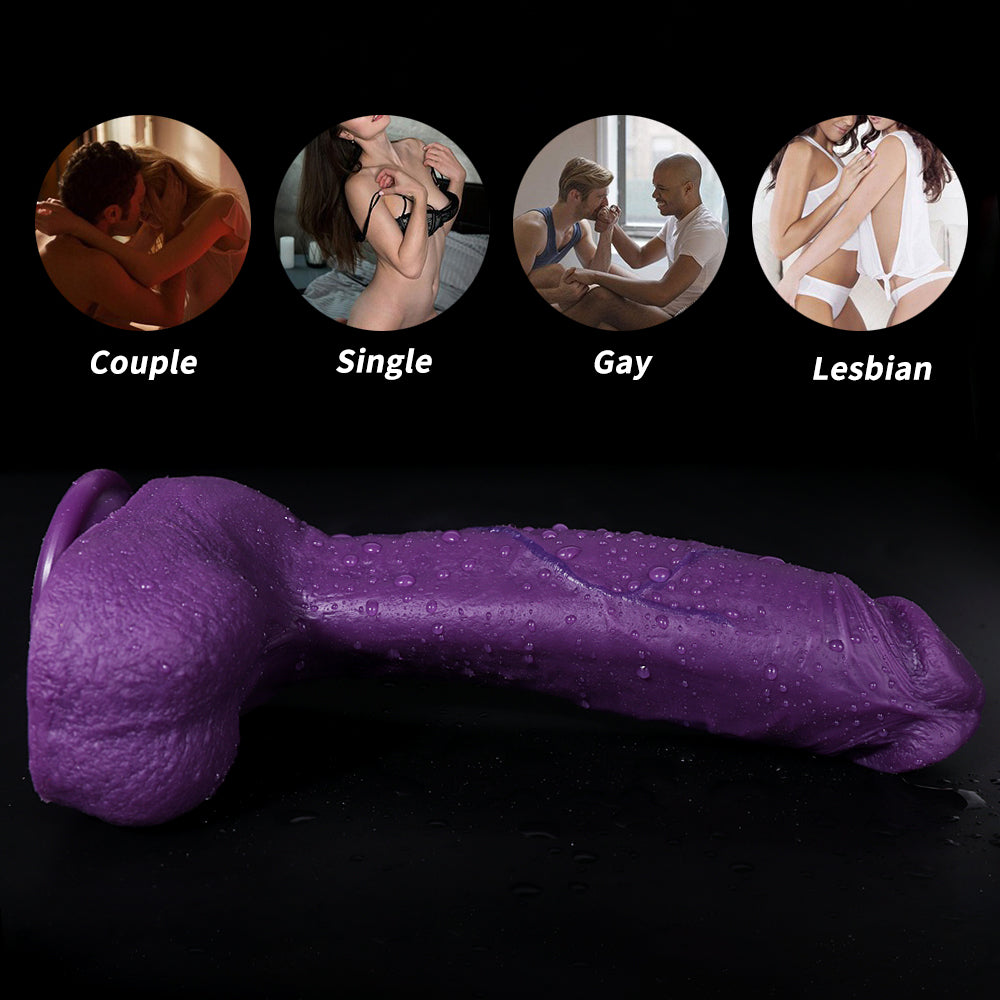 Dildo Tím To 12" Silicone Mềm Đa Kích Cỡ Cực Hại