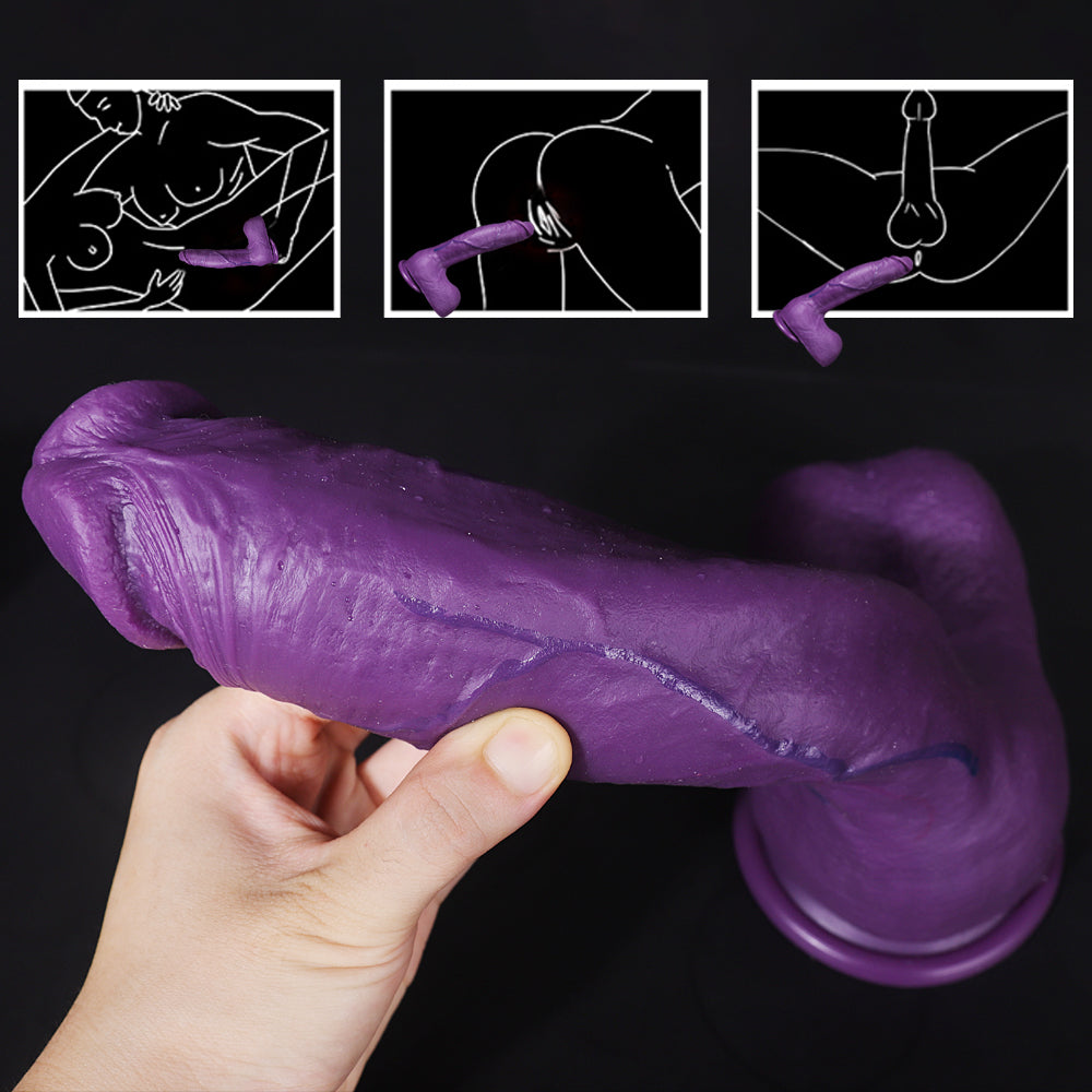 Dildo Tím To 12" Silicone Mềm Đa Kích Cỡ Cực Hại