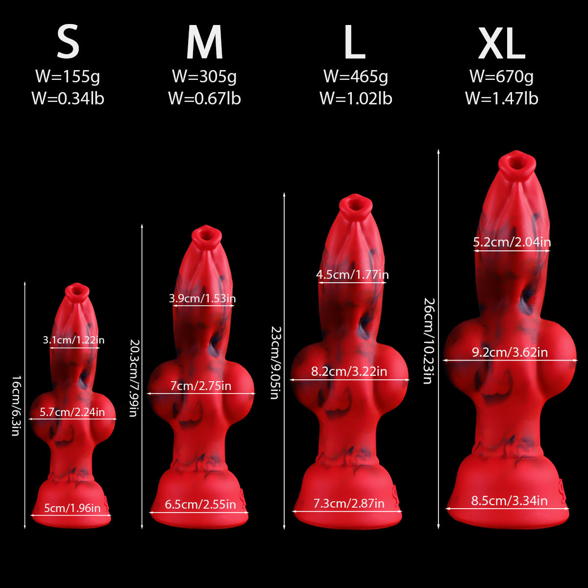 Dog Dildo Knot Đỏ 25cm Lớn Đa Kích Cỡ Siêu Phẩm