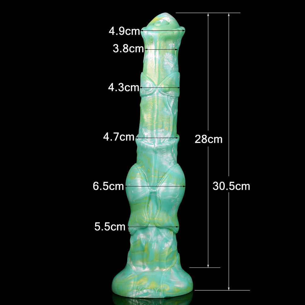 Horse Dildo 12 Inch Xanh Nút Thắt Khổng Lồ Siêu Phẩm