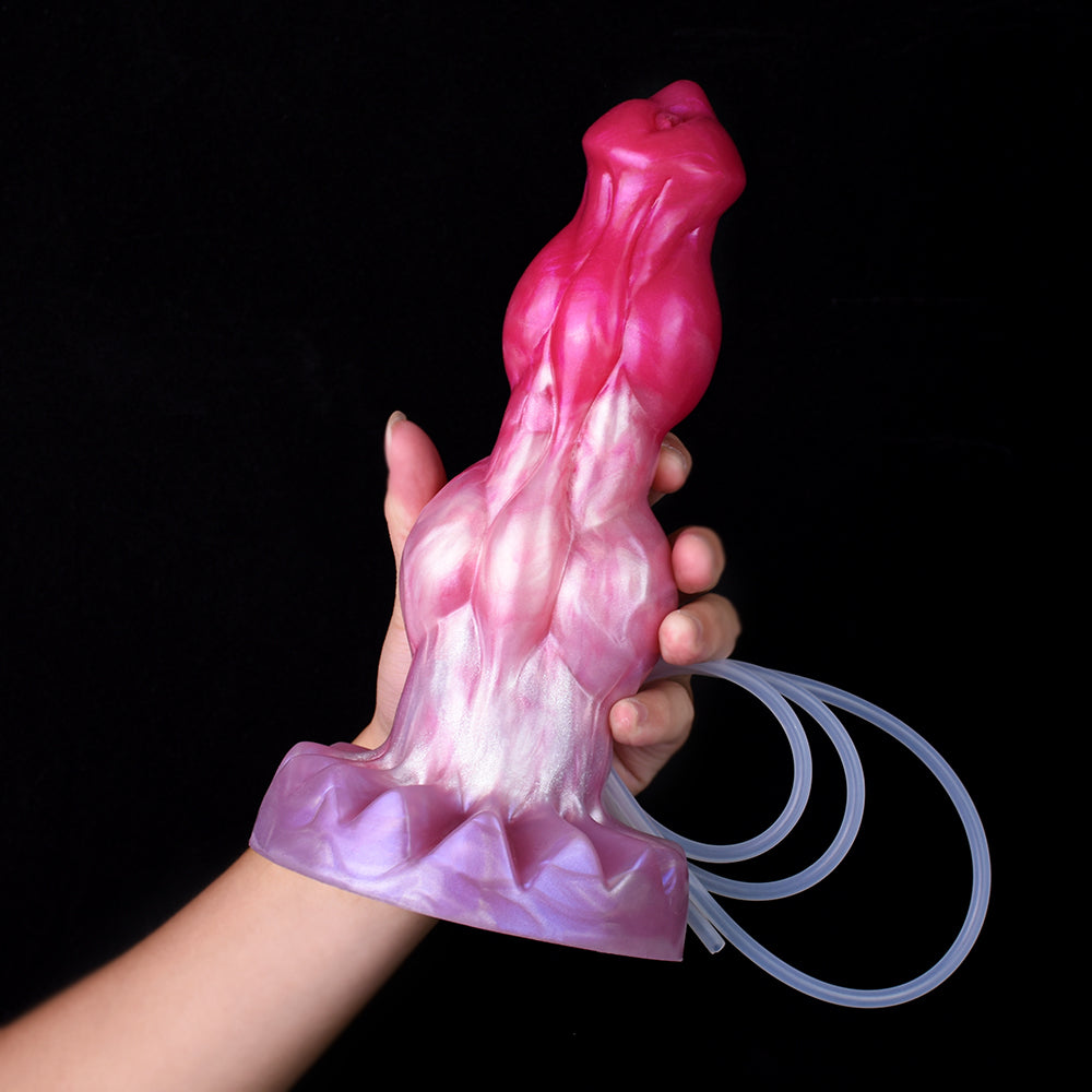 Double Knot Dog Dildo 9Inch Hồng Phun Thực Tế Fantasy