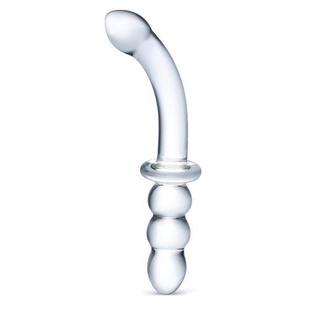 Glass 8 inch sườn G-spot kép cứng gắt 