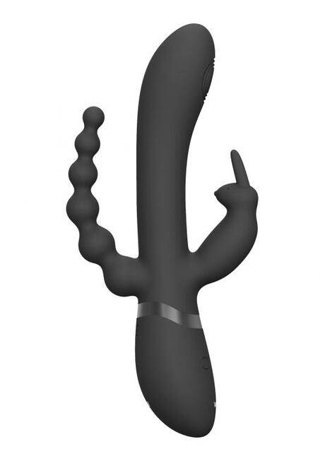Shots Vive Rini Thỏ Rung Đen 22cm 3 Động Cơ Bùng Nổ