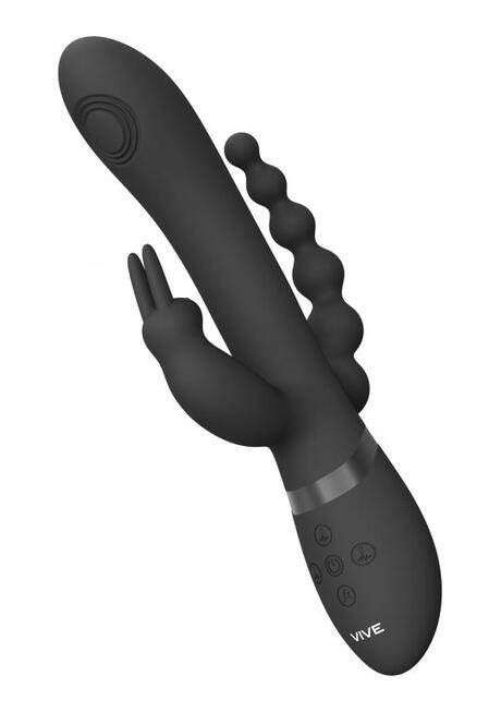 Shots Vive Rini Thỏ Rung Đen 22cm 3 Động Cơ Bùng Nổ