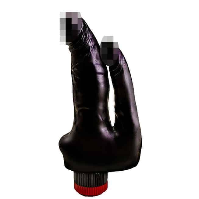 LoveToy DP Vibrator 17cm Đen PVC Đa Đường Kích