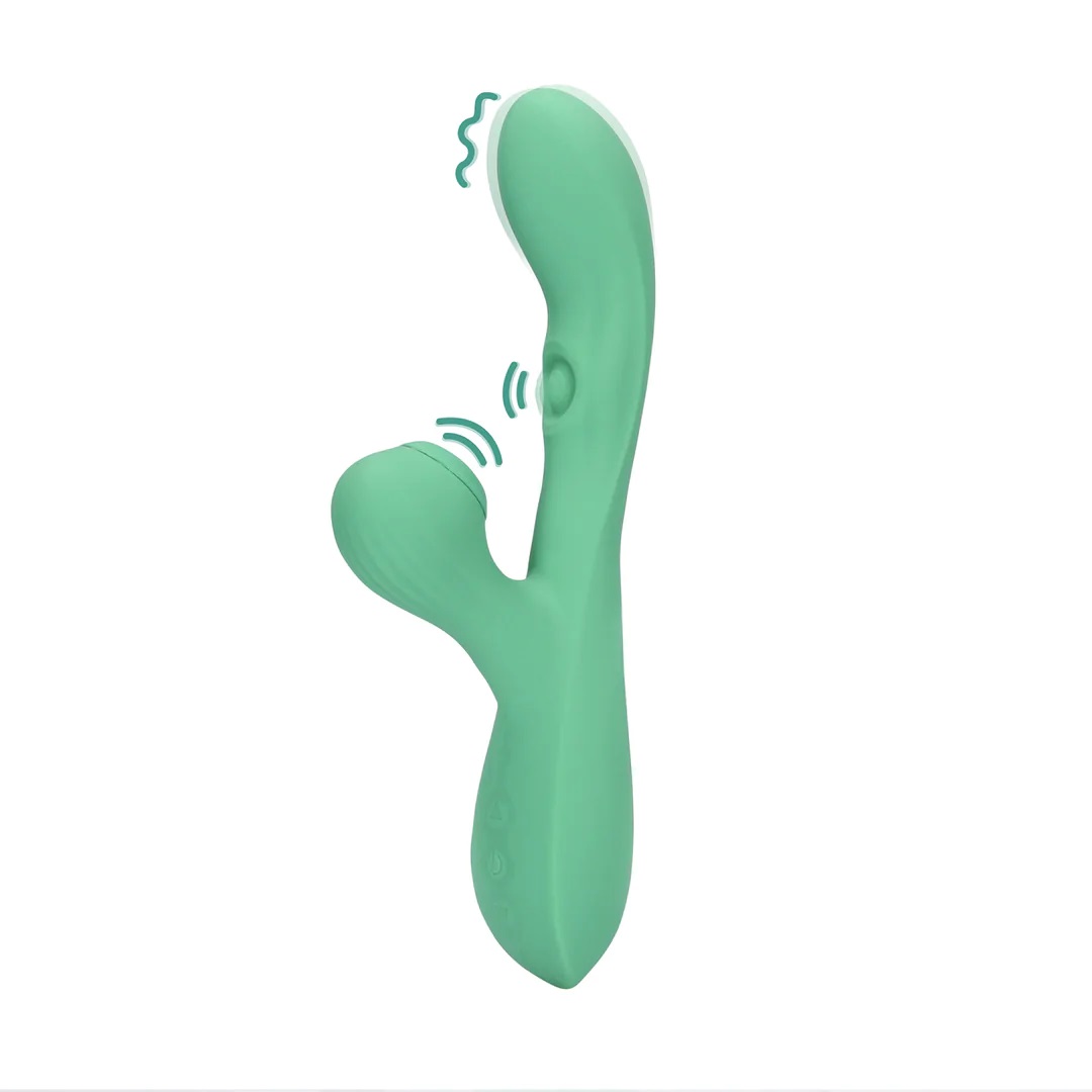 Loveline thỏ lưỡi giả kích thích xanh silicone Hà Lan rung