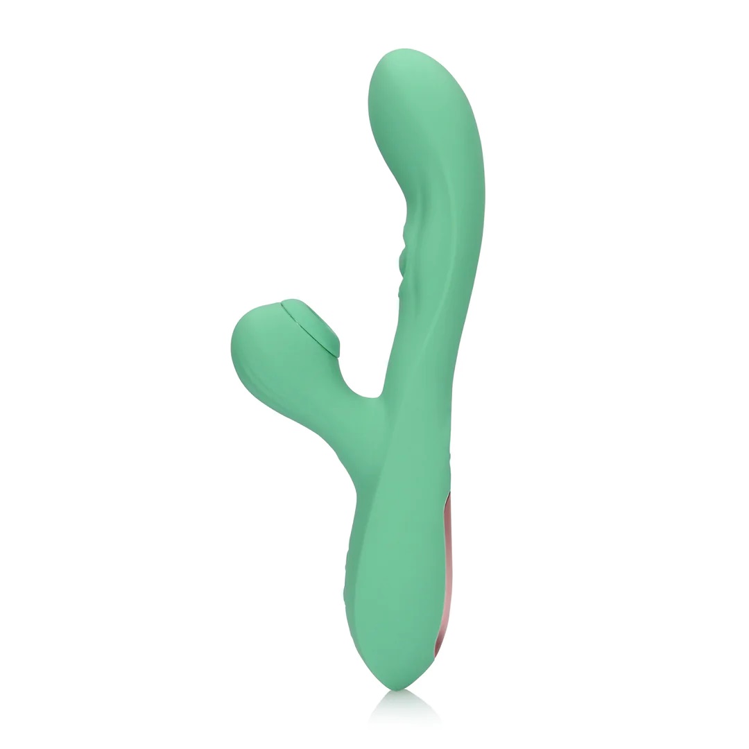 Loveline thỏ lưỡi giả kích thích xanh silicone Hà Lan rung