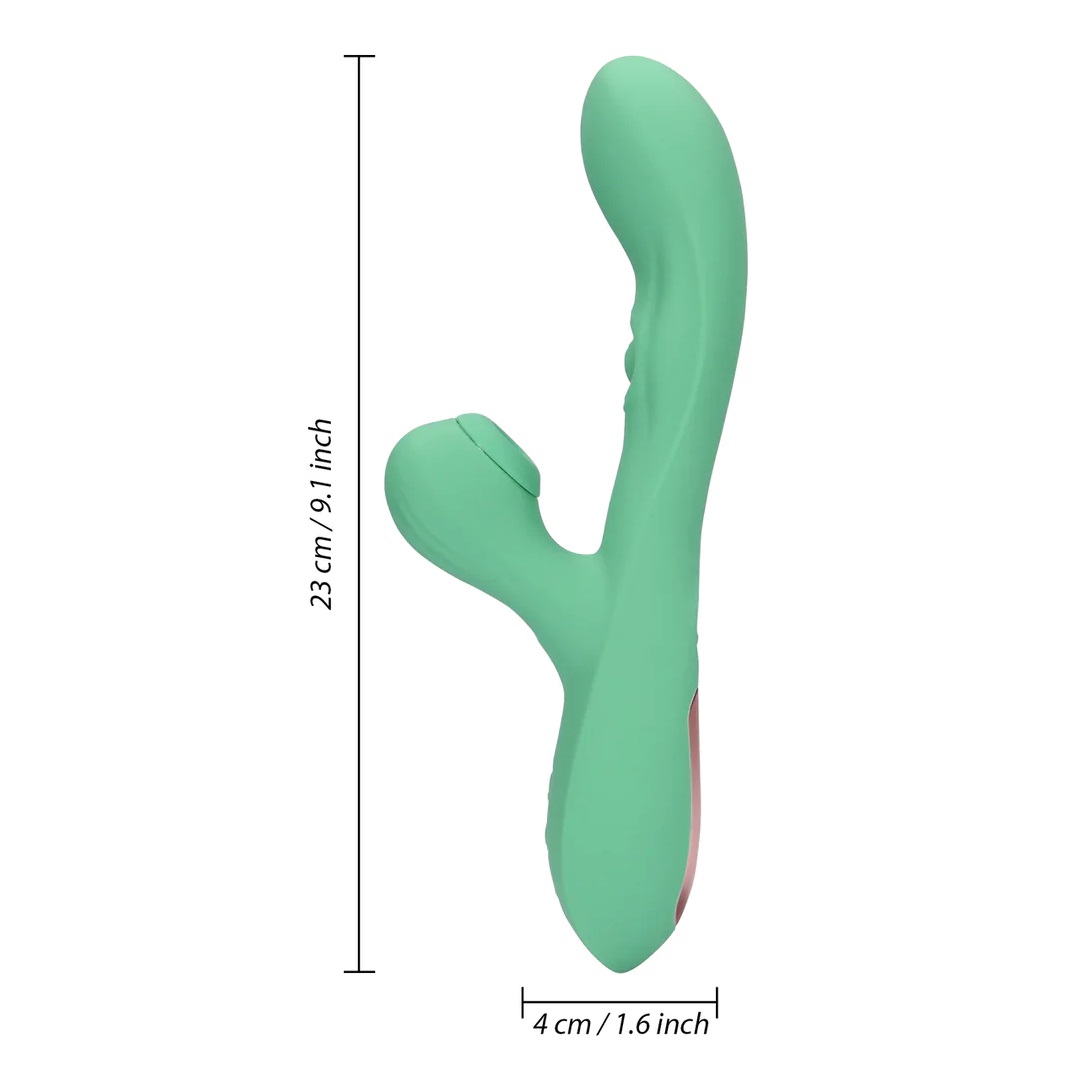 Loveline thỏ lưỡi giả kích thích xanh silicone Hà Lan rung