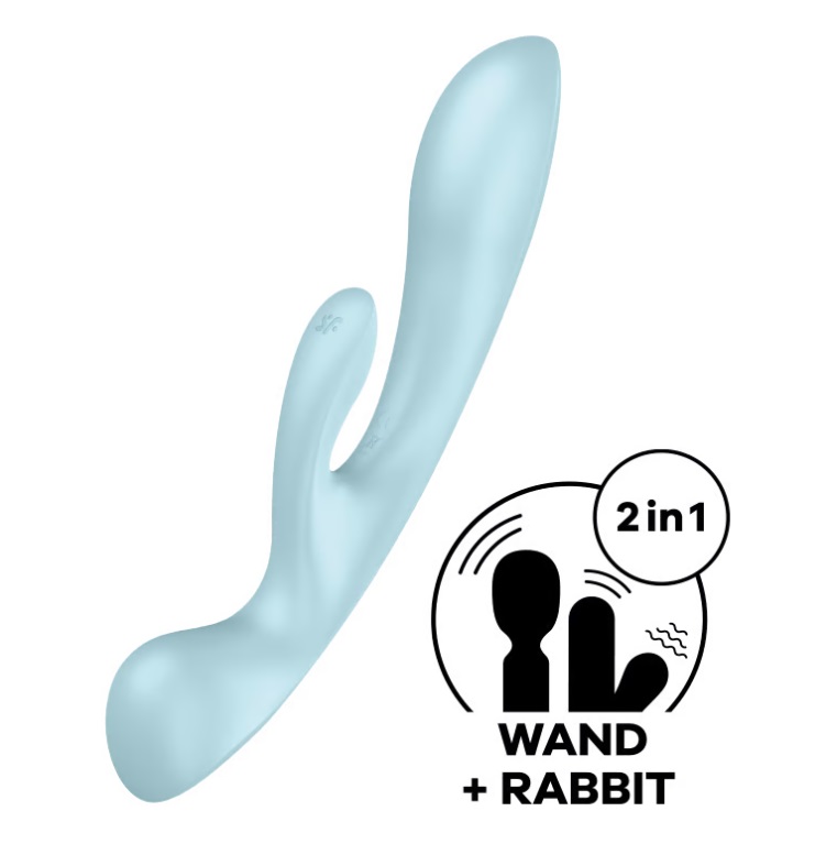 Satisfyer Thỏ Ba Kích Xanh Nhạt 23.8cm