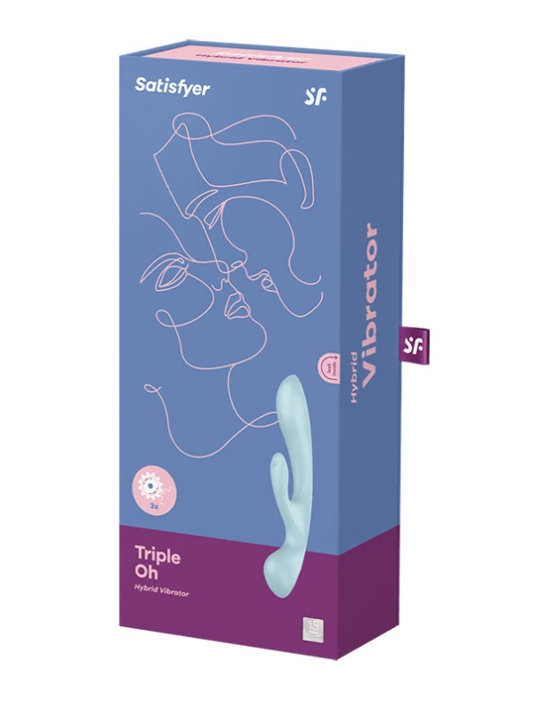 Satisfyer Thỏ Ba Kích Xanh Nhạt 23.8cm