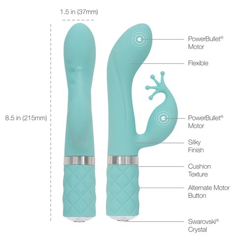 Thỏ Pillow Talk Kinky Xanh 21.5cm Rung Mềm