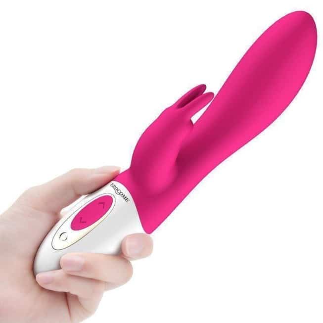 Vibrator Erocome Hydra Thỏ Rung Xoay Sưởi Hồng 21.5cm