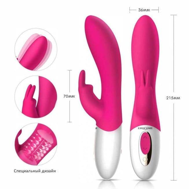 Vibrator Erocome Hydra Thỏ Rung Xoay Sưởi Hồng 21.5cm