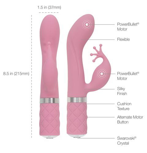 Pillow Talk Kinky thỏ rung hồng 21cm đa tốc sướng
