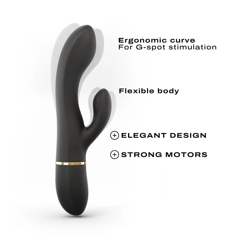 Dorcel Glam Rabbit Đen Rung Mạnh 21cm Chống Nước