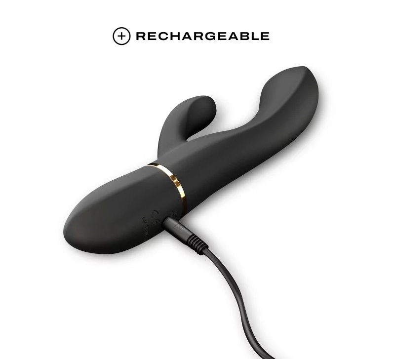 Dorcel Glam Rabbit Đen Rung Mạnh 21cm Chống Nước