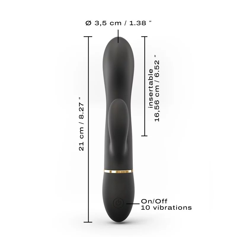 Dorcel Glam Rabbit Đen Rung Mạnh 21cm Chống Nước