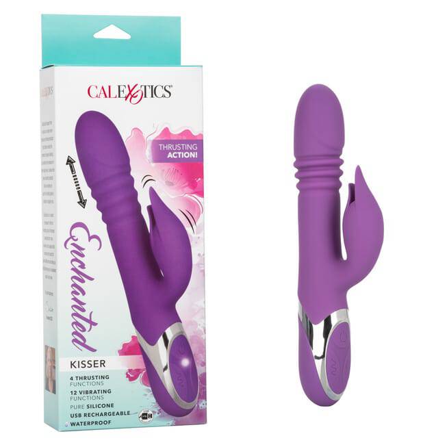 CalExotics Enchanted Kisser Rabbit Thrusting Vibrator Purple G-Spot Rotate