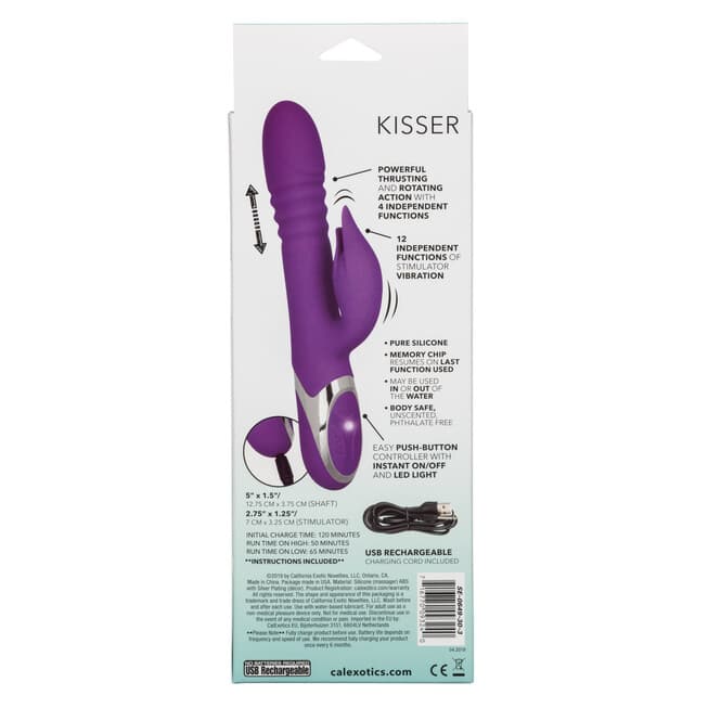 CalExotics Enchanted Kisser Rabbit Thrusting Vibrator Purple G-Spot Rotate