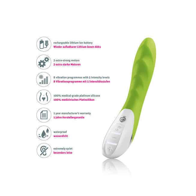 Viibrator Mystim Sassy Simon xanh 27cm đa chế độ