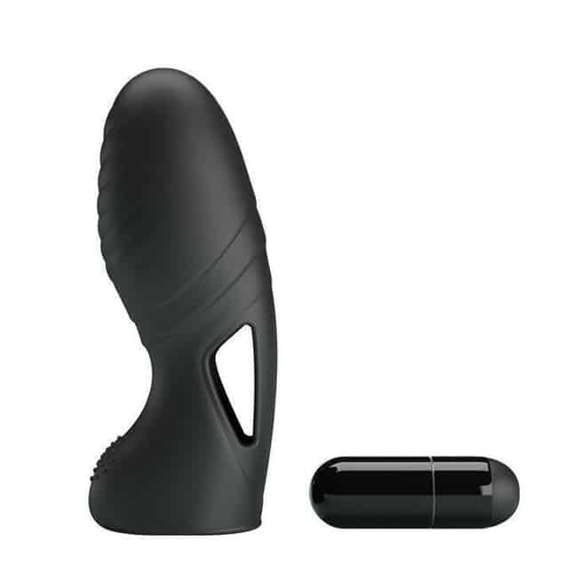 Vibro ngón Pretty Love Alan đen silicone relief 10cm