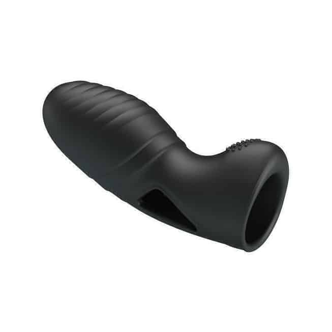 Vibro ngón Pretty Love Alan đen silicone relief 10cm