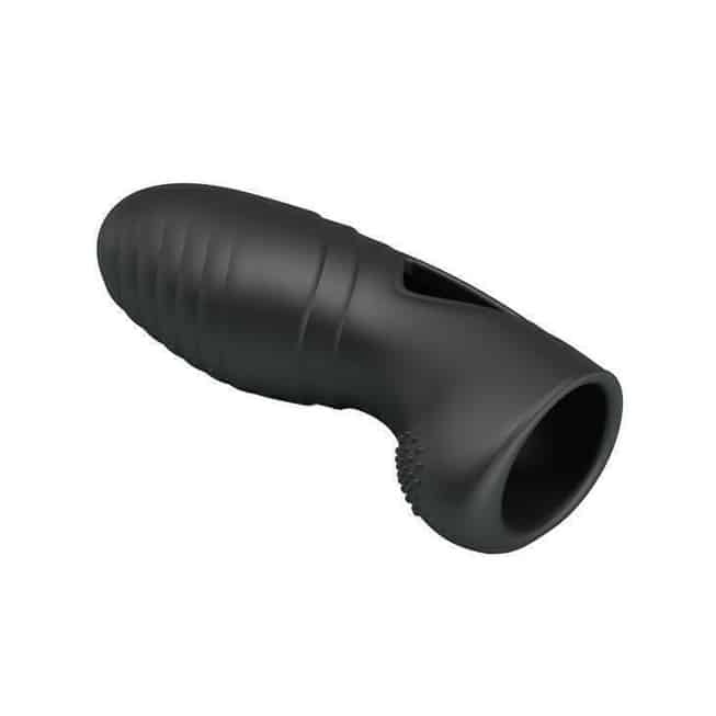 Vibro ngón Pretty Love Alan đen silicone relief 10cm