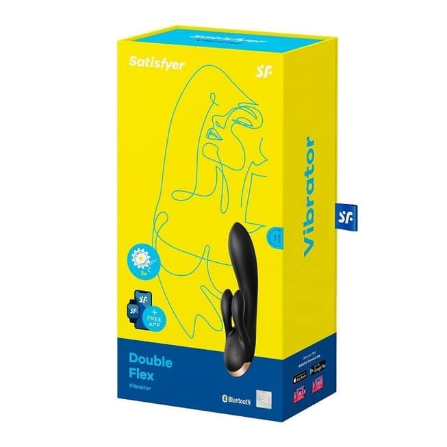 Satisfyer Double Flex Rabbit Đen 2 Clit App