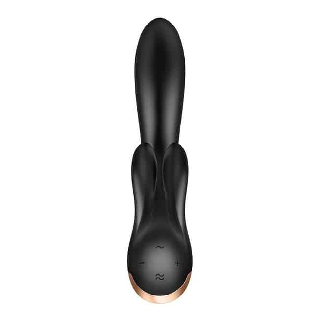 Satisfyer Double Flex Rabbit Đen 2 Clit App