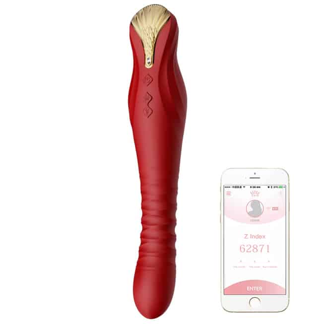 Zalo King đỏ silicone 30cm đẩy rung app hoàng gia 