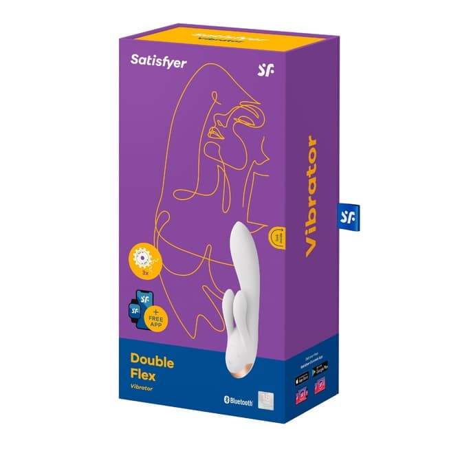 Satisfyer Double Flex Thỏ Trắng Rung Đôi Mạnh Mẽ
