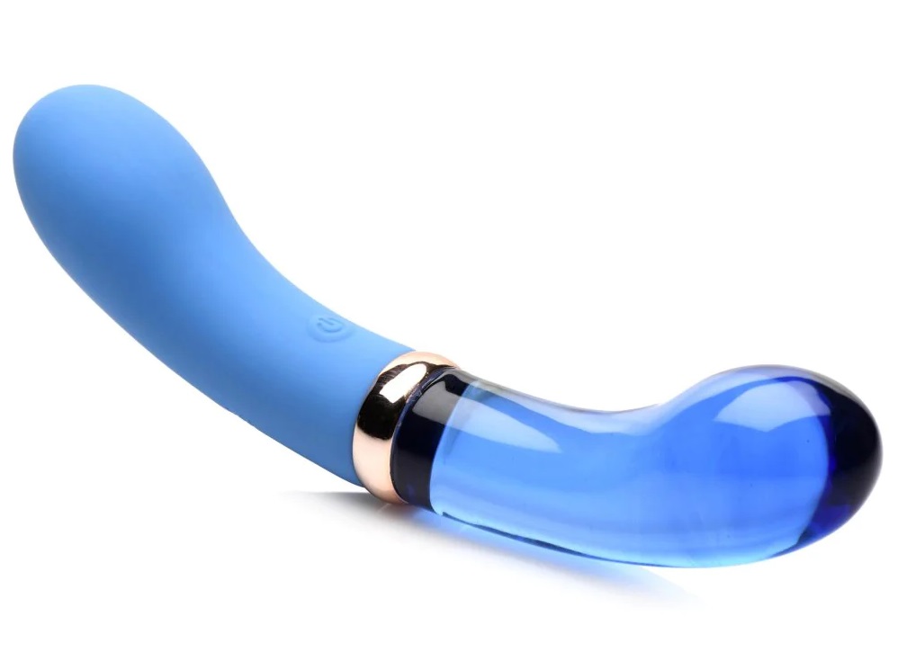 Prisms Glass G-spot đầu đôi xanh rung khoái lạc Mỹ cao cấp