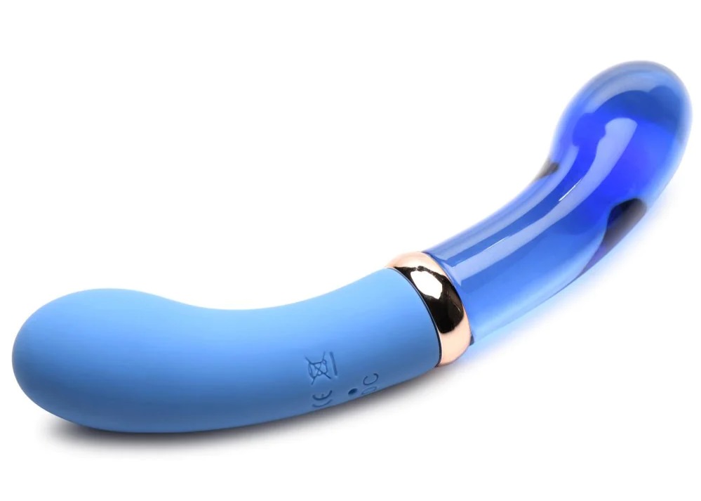 Prisms Glass G-spot đầu đôi xanh rung khoái lạc Mỹ cao cấp