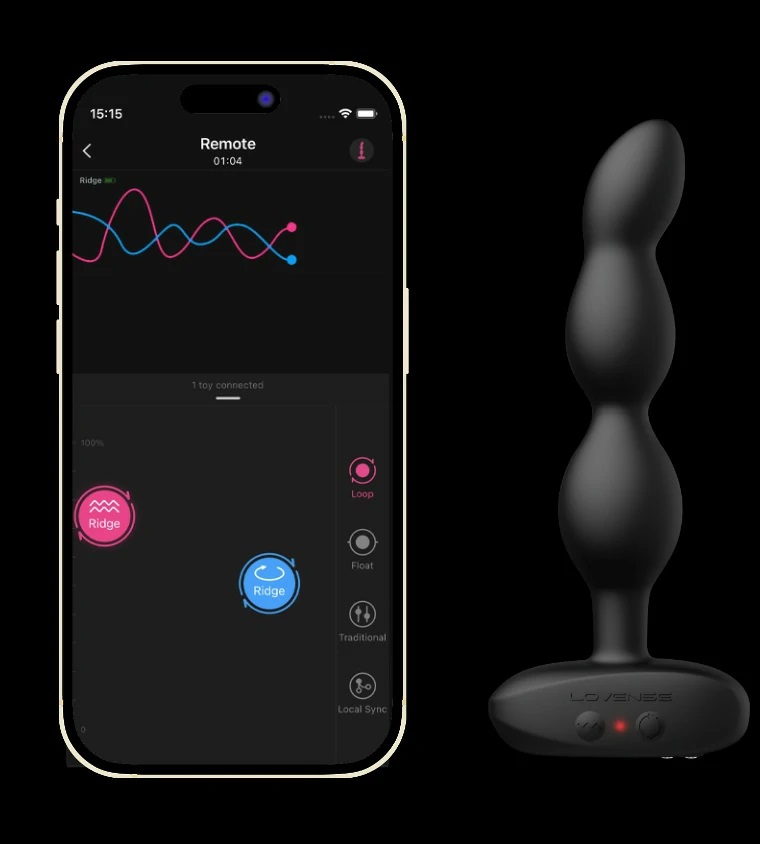 Lovense Ridge Hạt Rung Đít Đen 3.4cm App Điều Khiển
