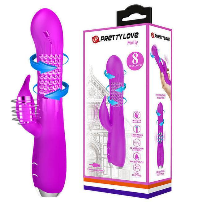 Vibrator thỏ xoay Pretty Love Molly màu fuchsia