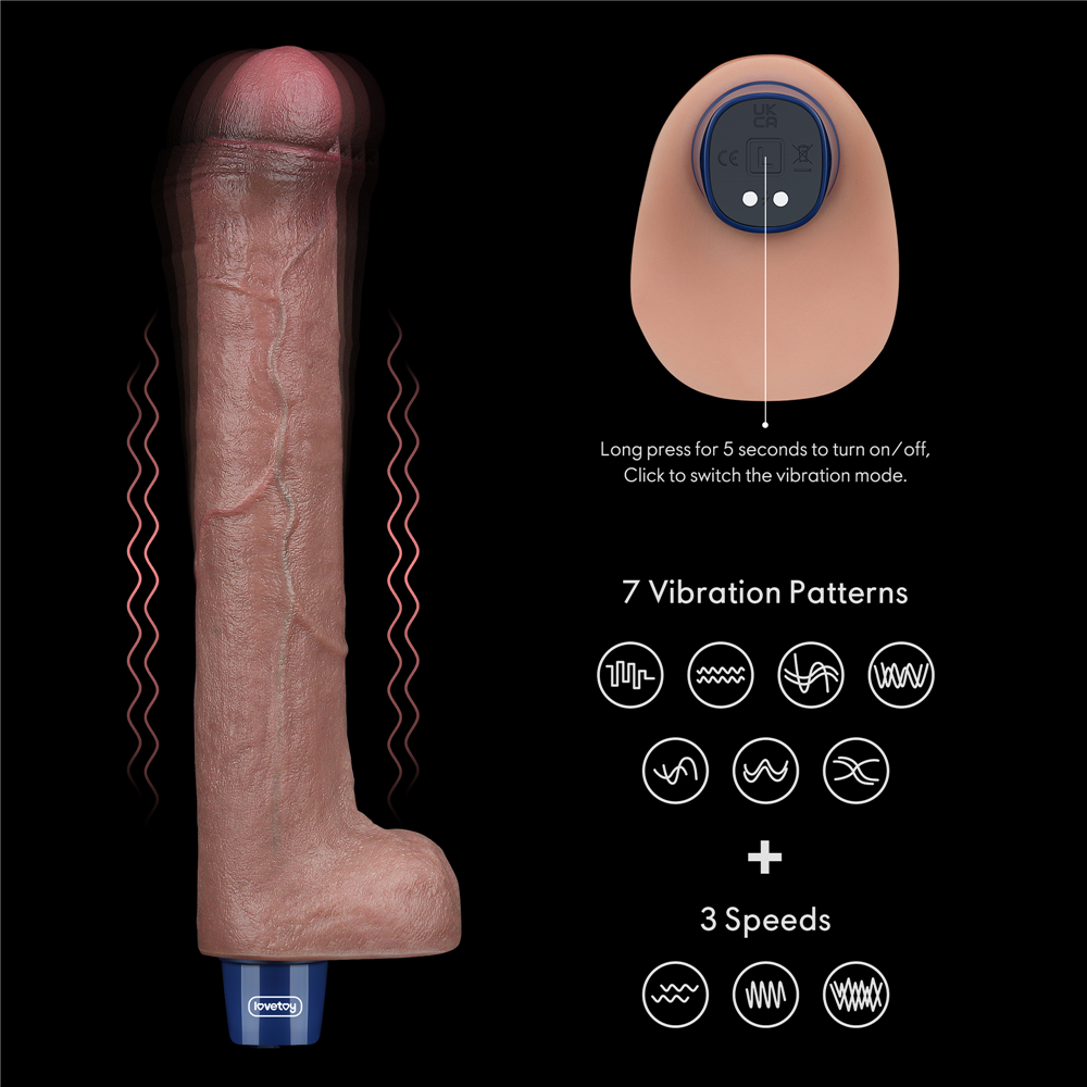 Lovetoy 26.5cm Nâu Rung Mềm Thực Tế Mãnh Liệt
