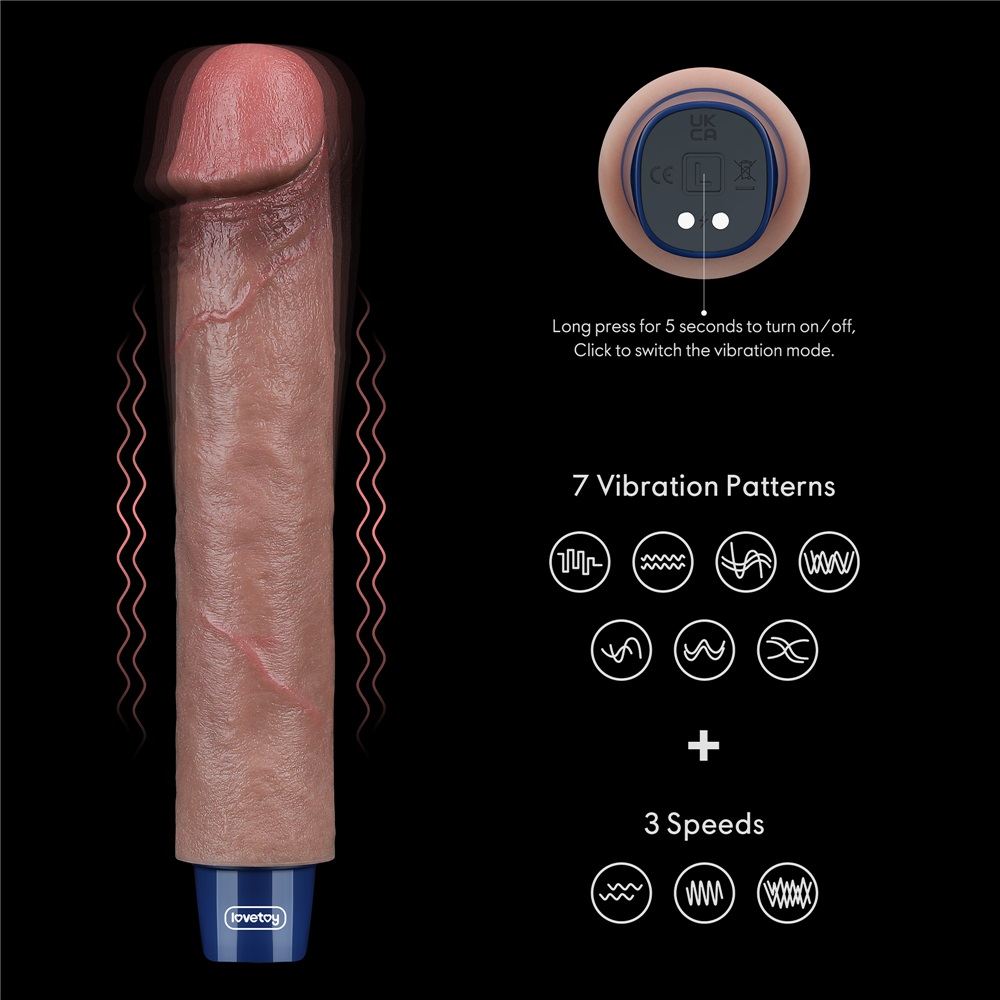 Lovetoy 9 giả dương siêu mềm nâu rung 22.8cm waterproof