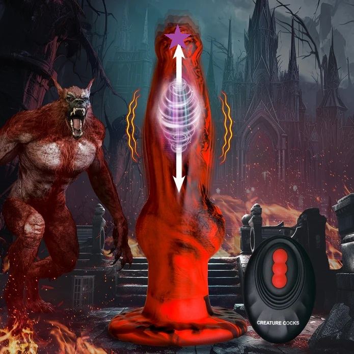Creature Cocks Hell Wolf Dildo Đỏ Rung 22cm Hoang Dã